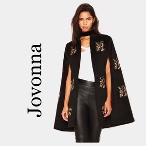 Jovonna Black Embroidered Cape Caplet Poncho